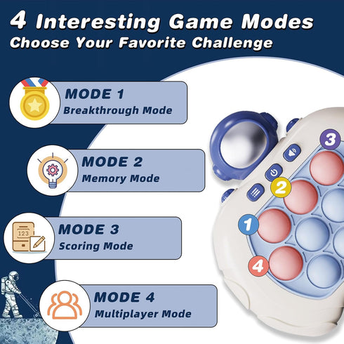 Quick Push Bubble Game Machine, Pop Game Puzzle Educational Console, Light Up Handheld Squeeze ADHD Stress Relief Fidget Toys for 3+ Boys Girls Ki...