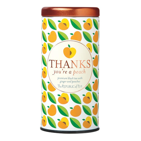 The Republic of Tea Thanks You're A Peach Tea, 50 Tea Bags, Gourmet Tea, Ginger Peach Black Tea Gift Tin...