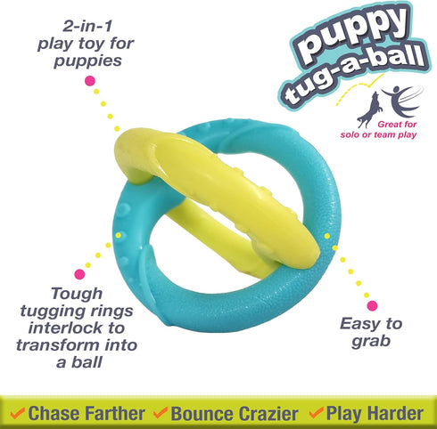 Nylabone Power Play Puppy Tug-a-Ball - Puppy Tug Toy - Interactive Puppy Enrichment Toys - Puppy Must Haves (1 Count)...