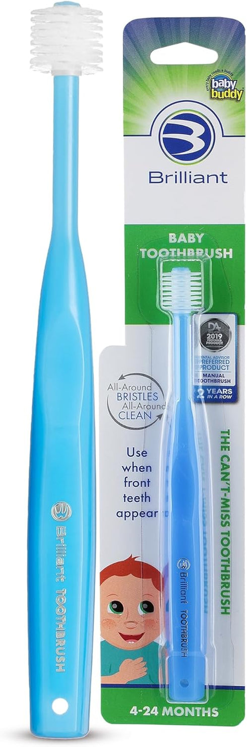 Brilliant Oral Care Baby Toothbrush with Soft Bristles and Round Head, for a Toddler Approved, Easy to Use All-Around Clean Mouth, Ages 0-2 Years,...
