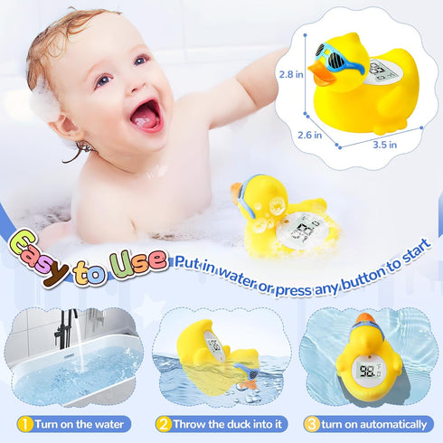 Duck Baby Bath Thermometer, Newborn Bath and Room Temperature Thermometer Safety Floating Toy, Bathtub Thermometer for Infant...