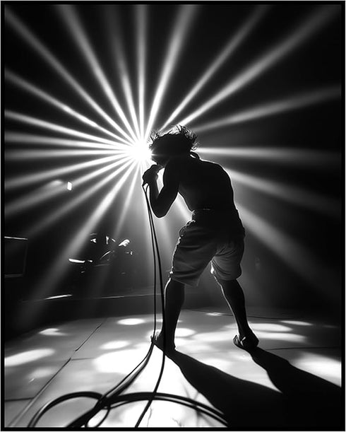 Posterizer 1 pcs-balck and white photo-rock musician performing 1-Photography Art Gift for Music Fans Decor for Home & Office- unframed wall art...