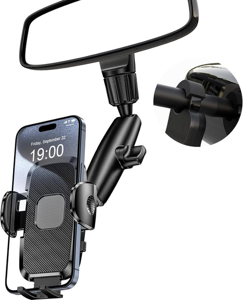 Car Phone Holder Rear View Mirror Phone Holder, 360° Rotating Car Phone Holder Mount Compatible with All 4-7 Inch iPhone and Android Cell Phones...