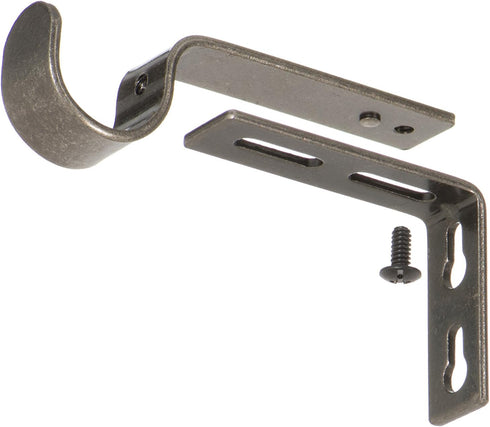 Ivilon Adjustable Brackets for Curtain Rods - for 7/8 or 1 Inch Rods. Set of 2 - Pewter...
