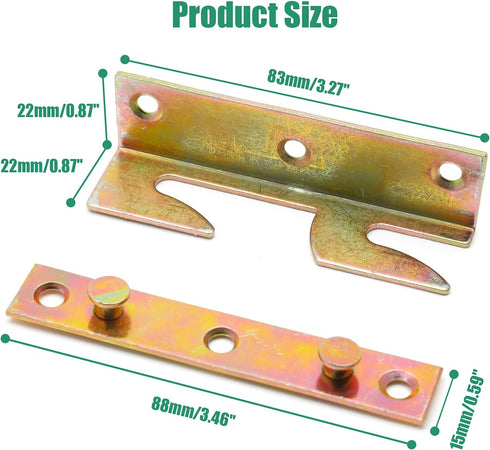 4 Sets No Mortise Bed Rail Fittings Wooden Bed Frame Connectors Metal Bed Rail Fasteners...