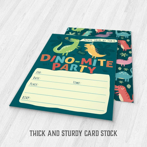 Dinosaur Kids Party Invitation Cards - Lots of Fun with a Pun! 25 Invites with Envelopes for T-Rex Kids Party, Jurassic Birthday or a Dino Themed ...