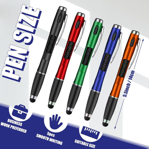 5 Pcs Stylus Pens with Light Tip 3-in-1 Multi-Function Capacitive Pen with LED Flashlight for Homes Offices Schools Writing in The Dark (5)...