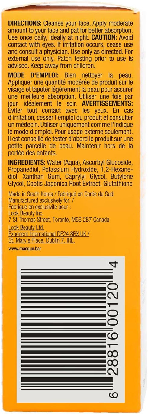 Masque Bar My Ingredients 12% Vitamin C Face Serum - Fades Age Spots, Pore Refining, Wrinkle Repair, Dark Circle Reduction, Hydrating, Even Skin T...