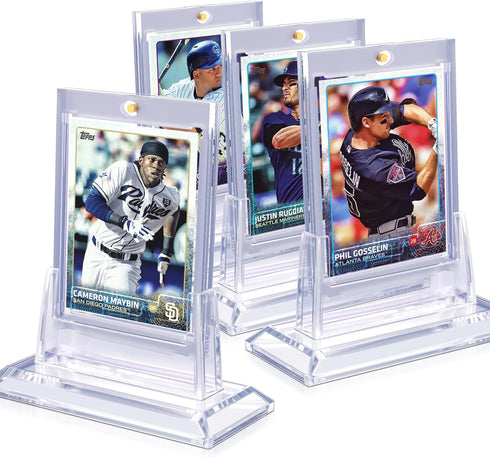 4Pcs Magnetic Card Holders for Trading Card, Baseball Card Protectors with 4 Stands, 35pt Acrylic Hard Card Sleeves Case for Sports Cards, MTG Car...