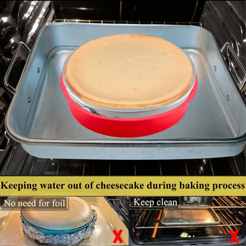 GBYAN Springform Pan Protector for 8 inch, 8.5 inch Springform Pan Round Cheesecake Water bath Pan Silicone Baking Pan Accessories Preventing Wate...