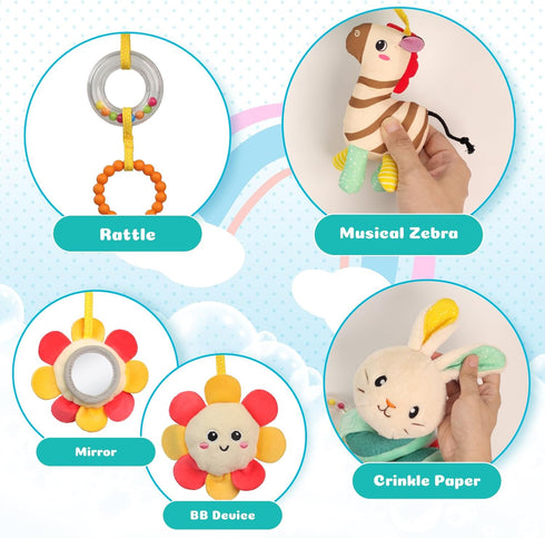 Spiral Car Seat Toys - Hanging Toys - Stroller Toys for Babies - Best Gift for 0 3 6 9 12 Months Baby (White Rabbit)...