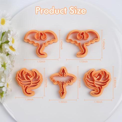 Puocaon Dragon Polymer Clay Cutters - 5 Pcs Clay Cutters for Polymer Clay Jewelry, Mirrored Earrings Polymer Clay Cutters, Legend Mythical Polymer...