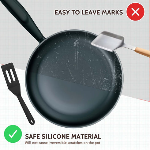 2 Pieces Mini Silicone Spatula, Nonstick Silicone Serve Turner, Small Spatulas for Kitchen Cooking, Heat Resistant Cookie Slotted Spatula (Black)...