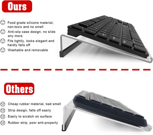 Acrylic Tilted Computer Keyboard Stand for Ergonomic Typing, Keyboard Tray Holder with Silicone Non-Slip Case, Clear...