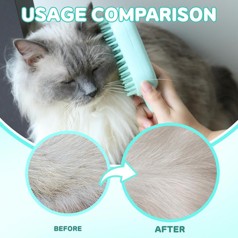 Cat Steam Brush,3 in 1 Steamy Cat Brush,Cat Brush for Shedding, Multifunctional Pet Steam Brush Cat Hair Brush for Removal of Shedding and Tangled...