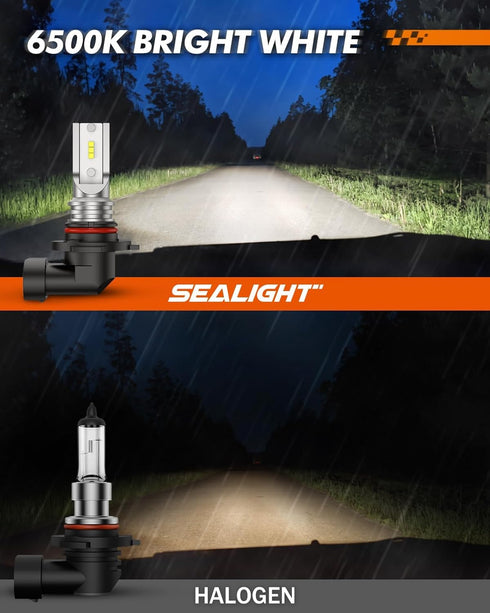 SEALIGHT 9145 H10 LED Fog Light Bulbs, 400% Brighter 6500K White 1:1 Mini Size H10 LED Fog Lights, Strong Penetration 9145 9140 Fog Light Bulb, Pa...