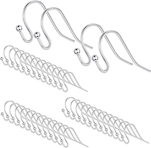 White Gold Plated Hypo-allergenic Earring Wires - 200 PCS / 100 Pairs Fish Hook for DIY Earrings...