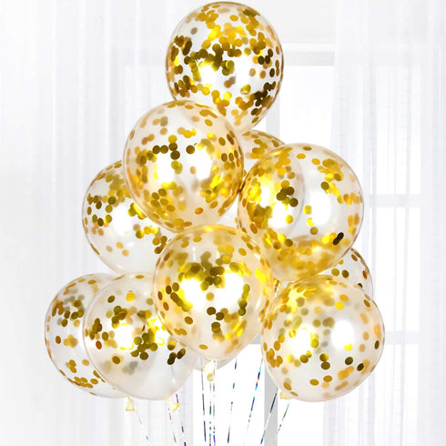 Gold Confetti Balloons, 25 Pcs Thickened 12 Inch Clear Latex Balloon with Confetti Inside for Graduation Decorations Engagement Bridal Shower Part...
