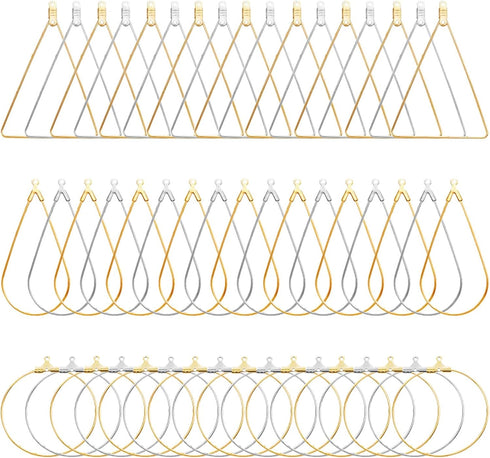 120pcs Earrings Beading Hoop Earring Finding Teardrop Earring Triangle Earring Round Hoop Earring for Jewelry Making DIY Crafts Art Creation Women...