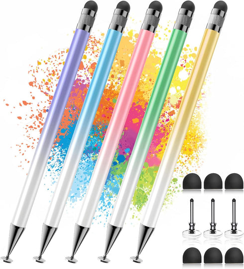 Bopomofo Stylus (5 Pcs),2-in-1 Stylus Pen for Touchscreen, High Precision and Sensitivity, Suitable for iPhone/ipad/Android Tablets, Compatible wi...