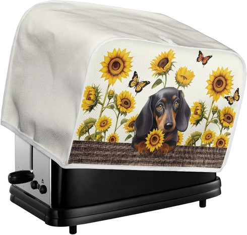Sunflower Butterfly Printed 2 Slice Kitchen Machine Covers, Dachshund Print Dustproof Toaster Cover Fits Most Standard Toaster, Small Kitchen Appl...