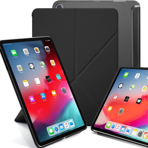 KHOMO Horizontal and Vertical Display Stand Capable Cover for iPad Pro 12.9 Inch Case 3rd Generation (Released 2018) - Dual Origami Series - Black...