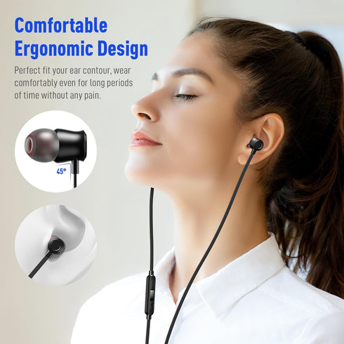 USB C Headphones Wired Earbuds for iPhone 15 Pro Max in-Ear Noise Canceling Type C Earphones Microphone Volume Control for Google Pixel 8 Pro Sams...