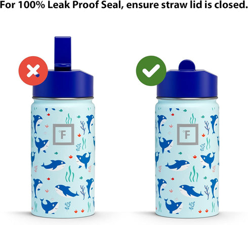 IRON °FLASK Kids Water Bottle - Straw Lid, 20 Name Stickers, Vacuum Insulated Stainless Steel, Double Walled Tumbler Travel Cup, Mug - Lama Rainbo...