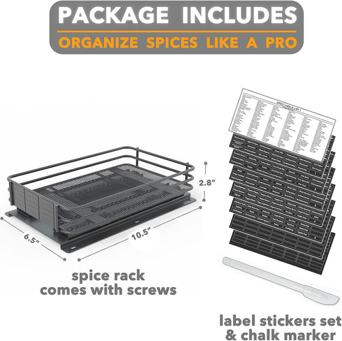 SpaceAid Pull Out Spice Rack Organizer for Cabinet, Heavy Duty Slide Out Seasoning Kitchen Organizer, Cabinet Organizer, with Labels and Chalk Mar...