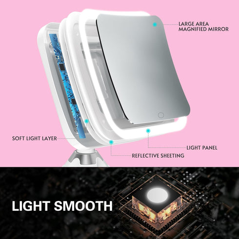 Upgraded 10x Magnifying Lighted Makeup Mirror with Natural White LED Lights, 360°Swivel Portable Cordless Makeup Mirrors with Locking Suction Base...