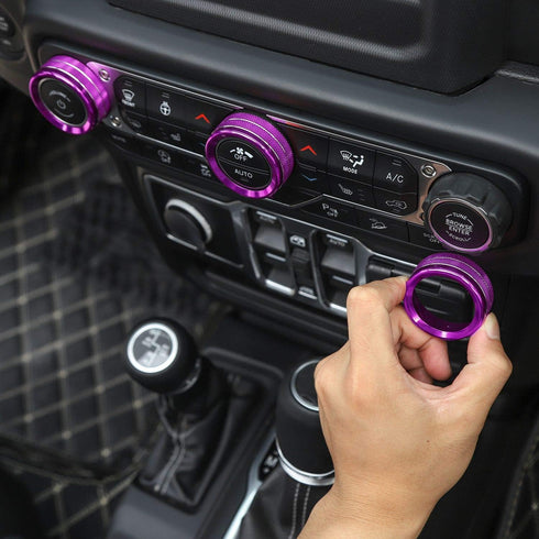 Voodonala Air Conditioner Headlight Center Consoles Switch Knob Cover Trim for 2018-2025+ Jeep Wrangler JL JLU Gladiator JT 4xe Interior Accessori...