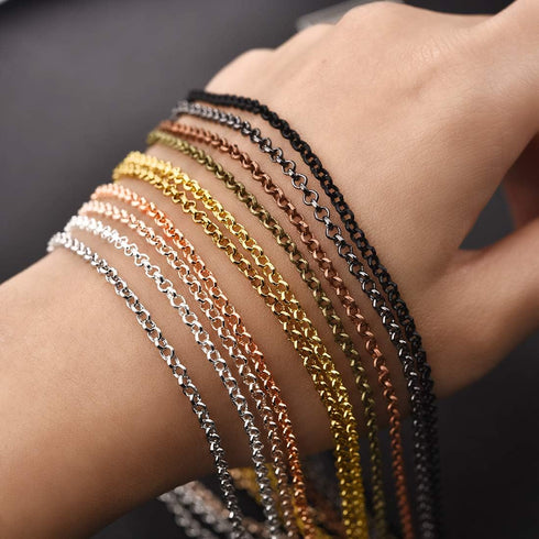 LANBEIDE 40 Packs 10 Colors Brass Necklace Chains 21 Inch Link Cable Chain Necklace with Lobster Clasps Bulk for Jewelry Making...