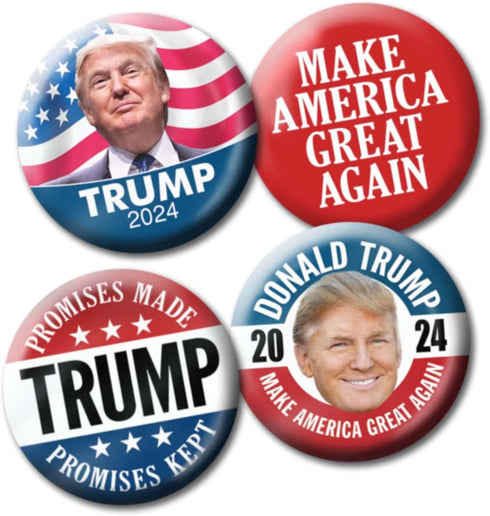4 Pack Donald Trump 2024 Buttons - 2.25 inch Photo Wave Classic Head Designs 3671...