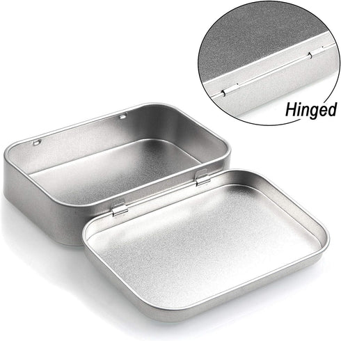 6 Pack Hinged Tin Box Containers - 3.7 x 2.4 x 0.8 inch Metal Tins Storage Boxes with Lids, Rectangular Empty Small Home Craft Organizer for Gift,...