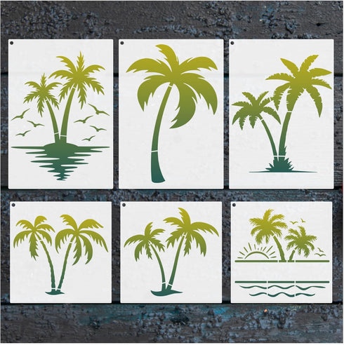 Palm Trees Stencils Template Reusable Beach Stencils for Painting on Wood Craft Canvas Walls Decorations DIY Projects Nature Summer Theme Stencils...
