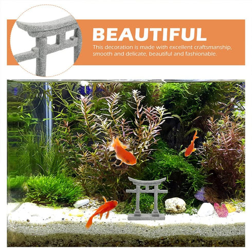 GANAZONO Japanese Shinto Shrine Torii Gate Aquarium Torii Miniature Ornament Bridge Landscape Ornaments for Fish Tank Decoration...