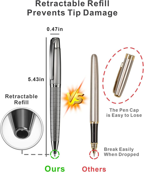 Cambond Ballpoint Pens Black Pens - Bulk Pens Metal Pen for Journaling Gift Business Men Police Flight Attendants 1.0 mm Medium Point Nice Pens, 3...
