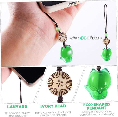 Cell Phone Strap Cartoon Fox Phone Charm Key Chain Car Key Purse Pendant Hanging Pendants Decor Green...