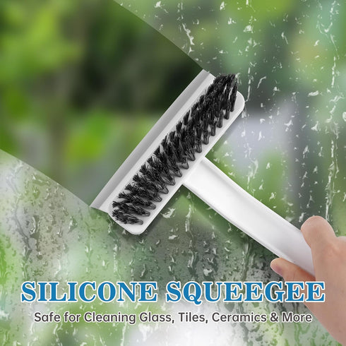 NiHome Multifunctional Rotating Crevice Cleaning Brush for Bathroom, Gap Cleaning Brushes w/Silicone Squeegee for Window, Flexible Bristles for Ba...