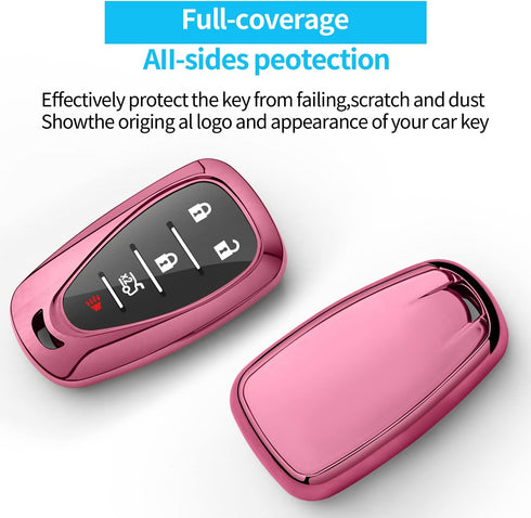 Sindeda for Chevrolet Key Fob Cover With Keychain Soft TPU Full Protection Key Shell Case Compatible with Chevrolet 2016-2024 Chevy Malibu Camaro ...