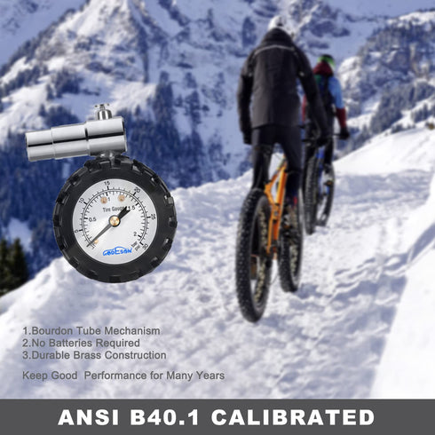 GODESON Presta Valve Gauge,Presta Valve Tire Pressure Gauge with Bicycle Air Pressure Relief Range to 0-30PSI /0-2BAR, Perfect for Mountain Bicycl...
