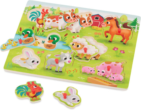 B. toys- Peek & Explore - Farm Animals- Wooden Peg Puzzle – Farm Puzzle for Toddlers, Kids – 8 Farm Animal Pieces – Cow, Horse, Sheep & More – 2 Y...