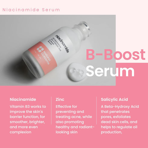 Niacinamide Serum for Face by Natural Outcome Skin Care, B-Boost Niacinamide 10% Plus Zinc 2% Salicylic Acid + Hyaluronic Acid, Acne Treatment + P...