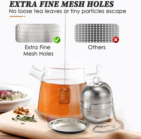 2 Pack Tea Infusers for Loose Tea, Extra Fine Mesh 18/8 Stainless Steel Tea Strainers, Loose Leaf Tea Steeper Tea Ball Tea Diffuser Tea Holder wit...