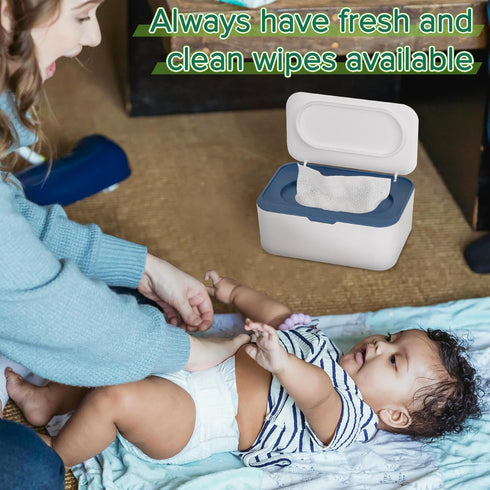 Baby Wipes Dispenser, Wipes Case Baby Wipe Holder Keeps Wipes Fresh, Non-Slip, Easy Open & Close (Blue)...
