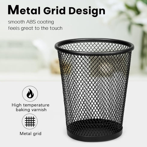 QYH Mesh Pencil Holder Metal Pen Cup Black for Desk 6 Packs...