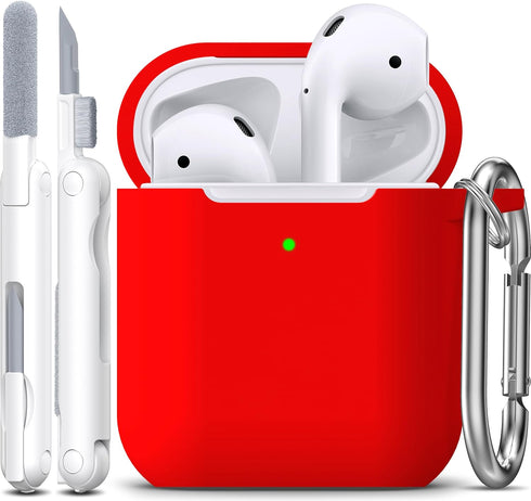 R-fun Compatible with AirPods Case Cover, Soft Silicone Protective Cover with Keychain for Women Men Compatible with Apple AirPods 2nd 1st Generat...
