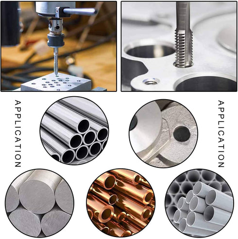 JONMON 8Pcs Metric Tap Set, M3-M12 Hand Screw Thread Plug Taps with Adjustable Thread Tap Reamer Wrench Milling Machine Tapping Kit for Woodworkin...