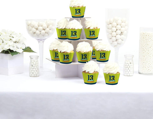 Big Dot of Happiness Boy 13th Birthday - Official Teenager Birthday Party Decorations - Party Cupcake Wrappers - Set of 12...