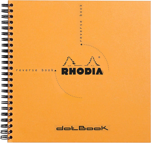 Rhodia Reverse Book & Dot Book - Dot Grid 80 sheets - 8 1/4 x 8 1/4 - Orange Cover...